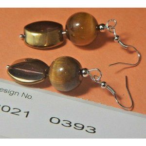 Tiger Eye Gemstone Earring-Facilitate-protective stone  # 0393